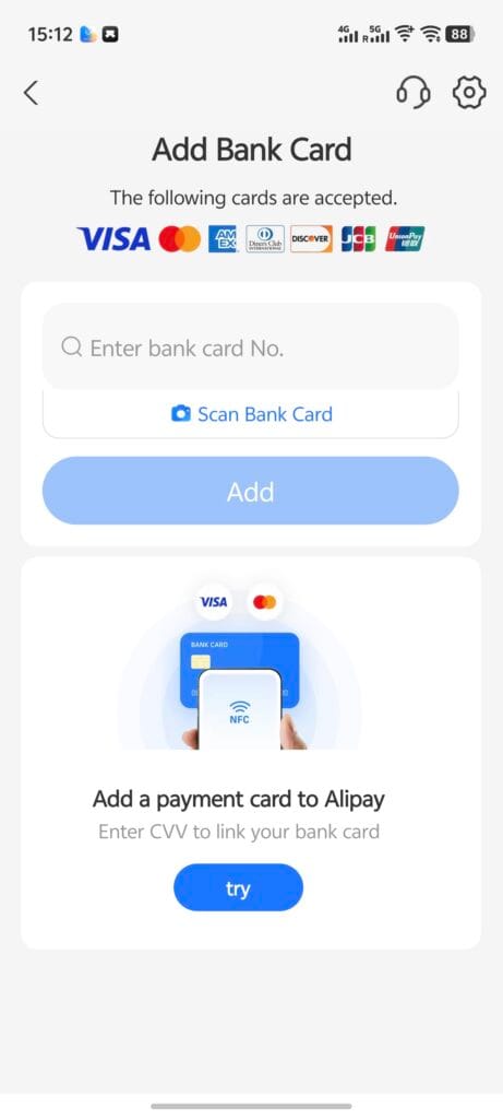 How to add a foreign card to alipay