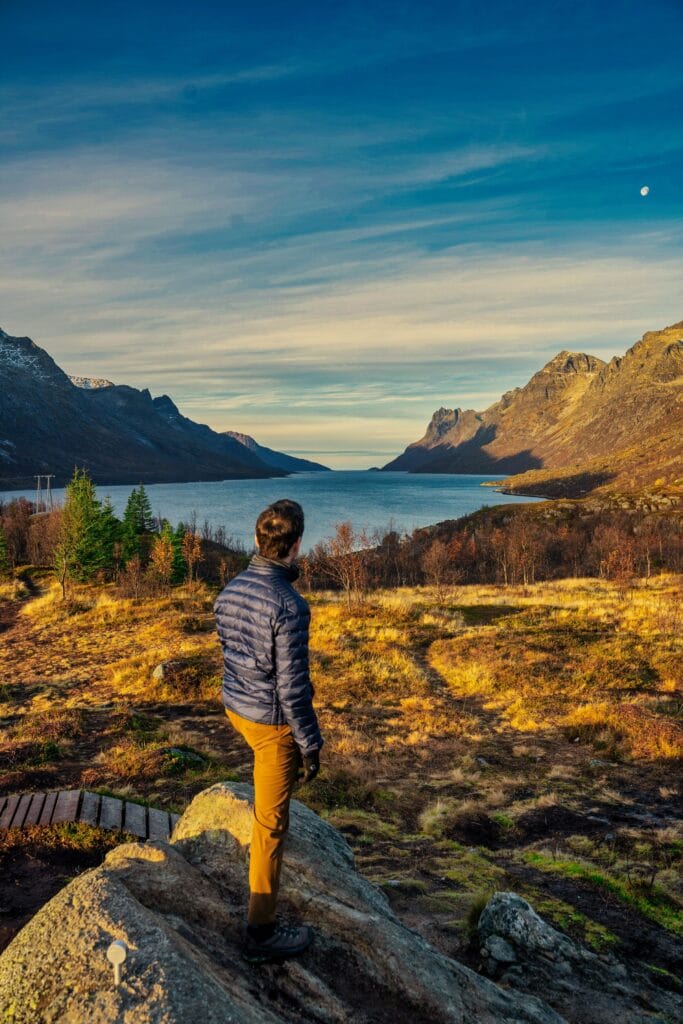 Looking out into a mangnificent fjord near Tromso, norway