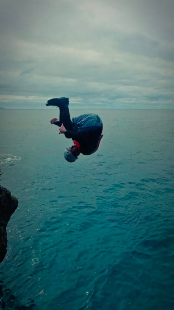Cliff jumping and flipping off the coast of Madeira Island