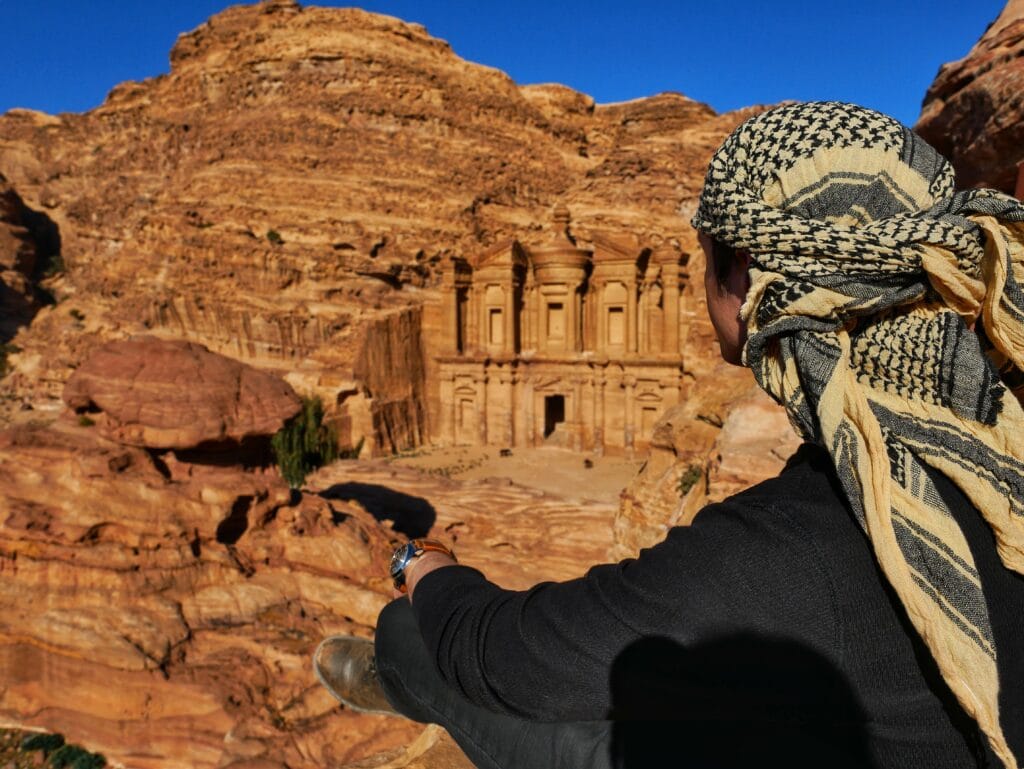 High photo viewpoint of the Monastary at Petra
