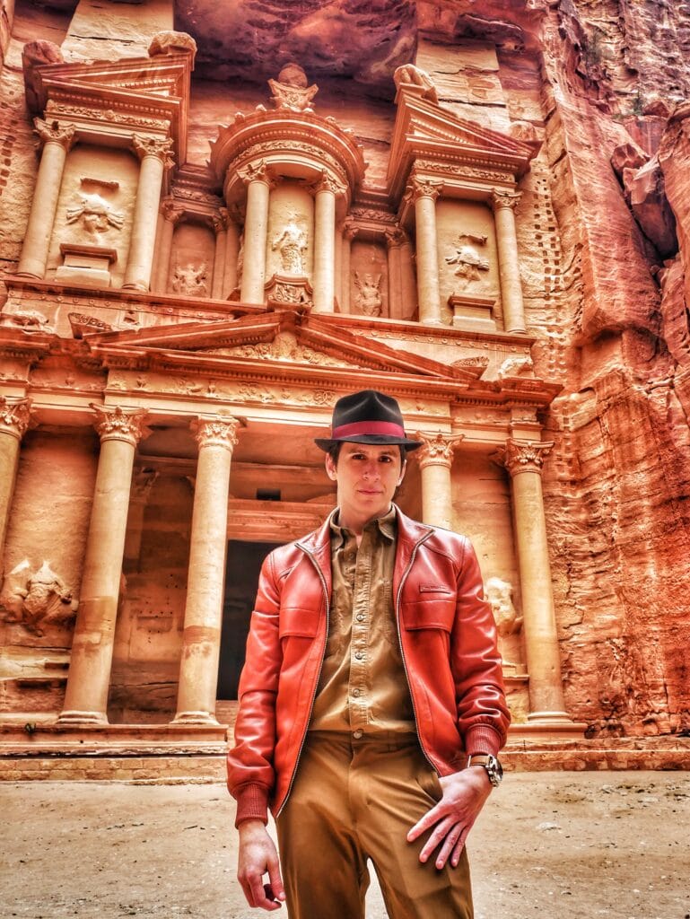 Scoot in front of the Treasury at Petra, Jordan