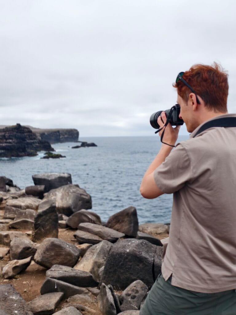 Scoot taking wildlife photographs in the galapagos islands