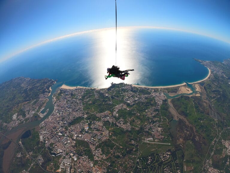 View of Earth's horizion while skydiving in Portgual