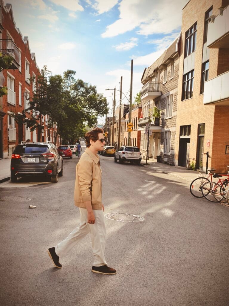 Scoot walking through the colorful streets of Le Plateau Montreal
